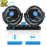 Quạt mini ô tô xoay 360 độ YIPAUTO  Quạt mini ô tô Quạt đơn mini Quạt đôi mini ô tô Quạt hai đầu mini Quạt ô tô 12V