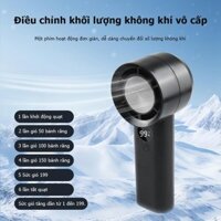 Quạt Mini Quạt phản lực cầm tay có thể sạc lại Gió mạnh 199 Gear Tốc độ gió Màn hình kỹ thuật số Quạt