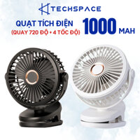 Quạt mini sạc điện 1000 MAH, Quạt tích điện để bàn Điều chỉnh 4 tốc độ xoay 720°