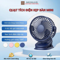 Quạt Mini Tích Điện Để Bàn Cực Mát, Quạt Tích Điện Mini Kẹp Bàn, Quạt Kẹp Xoay 720 độ Chắc Chắn Cho Dân Văn Phòng