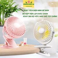 Quạt mini tích điện để bàn-Quạt kẹp xoay 360 độ
