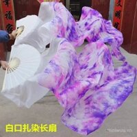 Quạt múa bụng lụa dài, quạt lụa thủ công, quạt nhuộm màu, quạt lửa, quạt múa lụa