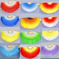 Quạt múa lụa màu gradient Quạt Jiaozhou Yangko Múa vuông cổ điển Quạt biểu diễn hai mặt đỏ tươi
