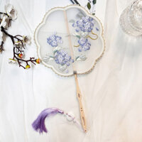 Quạt múa thêu cổ điển Wisteria Họa tiết hoa dành cho người lớn Trẻ em