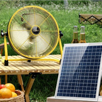 Quạt Năng Lượng Mặt Trời 12 Inch- Quạt Tích Điện Chân Quỳ -Tích Hợp Sạc Điện Thoại - Bảo Hành 2 năm