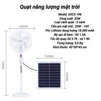 Quạt Năng Lượng Mặt Trời XXCS 198 Loại Cao Dụng Lượng Pin 18.000 mAh