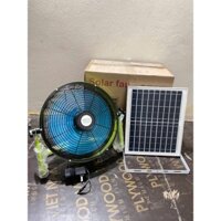 Quạt năng lượng mặt trời 14inh, quạt sạc tích điện dạng nằm chân quỳ cánh sắt bền bỉ , sử dụng 5-10 giờ