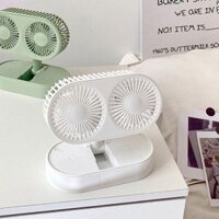 Quạt nhỏ để bàn LAVELVET, Quạt bàn Mini động cơ kép gấp, Tuổi thọ sử dụng lâu dài Quạt điện làm mát có thể sạc lại bằng kính thiên văn Quà tặng mùa hè