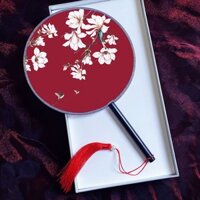 Quạt nhóm hai mặt dành cho người lớn Quạt cung điện cổ điển Quạt tròn phong cách Trung Quốc Vải lụa Quạt nữ Hiệu suất Quạt nhảy múa Quạt Hanfu @241113