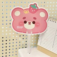 Quạt nhựa cầm tay Baby bear fruit strawberry yellow bow