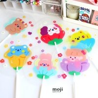 Quạt nhựa cầm tay MJ Little girl animal seashell flower