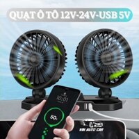Quạt Ô Tô 12v 24v Usb 5V Để Bàn Làm Việc Xoay 360 Độ 2 Chế Độ Gió Khác Nhau