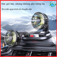 Quạt ô tô đôi 12v, 24v xoay 360 gió mạnh kèm biển để số điện thoại SOPMEDIA quạt mini để bàn nhỏ gọn đầu cắm tẩu