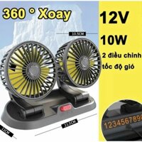 Quạt ô tô đôi xoay 360 gió mạnh kèm biển để số điện thoại dành cho xe hơi, quạt 5v/12v/24v, quạt để bàn làm việc