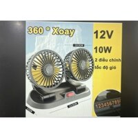 Quạt ô tô đôi xoay 360 gió mạnh kèm biển để số điện thoại dành cho xe hơi, quạt 5v/12v/24v, quạt để bàn làm việc