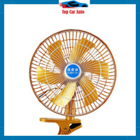 Quạt ô tô lồng sắt 6 cánh 12V 24V có chân kẹp chắc chắn 26cm