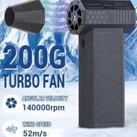 Quạt phản lực Mini Turbo siêu mạnh - 140.000 vòng / phút, có thể sạc lại bằng pin 3000mAh, động cơ không chổi than, thiết kế cầm tay di động với màn hình hiển thị nguồn sạc nhanh Type-C -Ideal cho ô tô