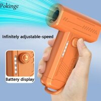 Quạt phản lực Turbo cầm tay POKINGE, 130000Rpm Động cơ không chổi than Máy hút bụi điện, Công suất cao mới có đèn Led 3 bánh răng Máy thổi khí bạo lực thổi tuyết