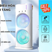 QUẠT PHUN SƯƠNG 2 TẦNG CÓ ĐIỀU KHIỂN TỪ XA CÓ PIN TÍCH ĐIỆN XOAY ĐẢO CHIỀU HÀNG CAO CẤP