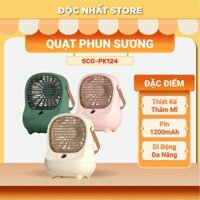 Quạt Phun Sương Để Bàn 3 Màu Trắng, Xanh Lá, Hồng Pin 1200mAh 3 Tốc Độ SCG-PK124