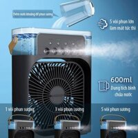 Quạt Phun Sương Hơi Nước Mini Để Bàn Có Khay Chứa Đá 600Ml Tích Hợp Hẹn Giờ Tiện Lợi