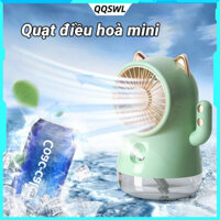 Quạt phun sương mini, quạt tích điện điều hoà hơi nước quạt cầm tay 3 cấp độ gió làm mát tạo ẩm không khí