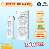 Quạt Phun Sương Tích Điện MI-LUX  2 Tầng, Quạt Hơi Nước Tích Hợp Đèn LED Với 2 Cánh Gió 3 Đầu Phun Sương, Siêu bền
