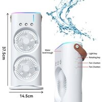 quạt phun sương tích điện, quạt phun sương 2 tầng có đèn led, quạt phun sương 3 vòi dung tích 400ml kiểu mới