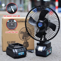 Quạt pin Mikita 22cm - Tua bin đảo ngược - 2 cấp độ gió - Chân pin đa năng 4cm