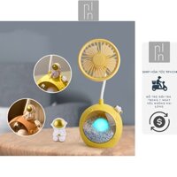 Quạt Pin Sạc USB Mini Đèn Led Hình Phi Hành Gia 2in1 Thân Linh Hoạt Dung Lượng Pin 400mah