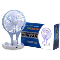 Quạt sạc 3 cánh JY5590/JR5580 có đèn Led 2 chế độ sáng, 3 cánh siêu mát với 2 cấp độ gió