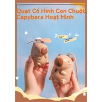 Quạt sạc cầm tay Mini, với hình dạng Capybara nhỏ gọn với cổ dây Mini Kabibella Quạt nhỏ usb có thể sạc lại Quạt điện hoạt hình cầm tay Quà tặng trẻ em