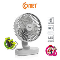 Quạt Sạc Đa Năng Để Bàn COMET CRF1406 Công Suất 6W 3 Cấp Độ Gió, Đèn LED, Pin Lithium Dung Lượng Cao Tích Điện Cao