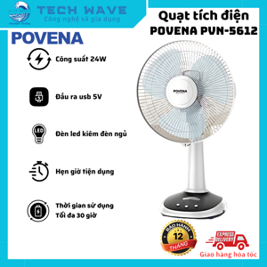 Quạt sạc điện Povena PVN-5612