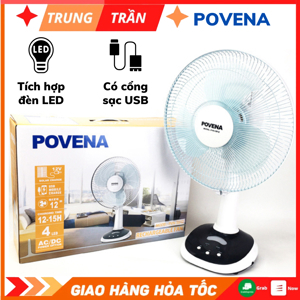 Quạt sạc điện Povena PVN-5612