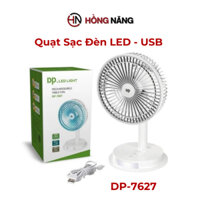 Quạt sạc DP 7627 để bàn tích hợp đèn LED cổng USB sạc thiết bị