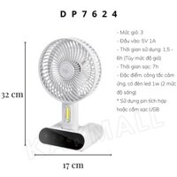 Quạt Sạc DP Chính Hãng Có Đèn Tiện Dụng