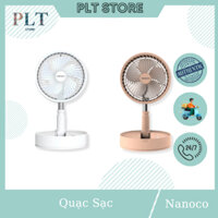Quạt Sạc Gấp Gọn Pin 3.7V - 7200mAh (Sử Dụng 5-24h) Nanoco NFF1618W, NFF1618P