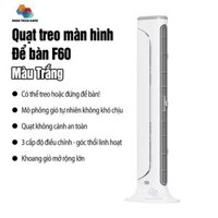 Quạt sạc kẹp treo màn hình máy tính F60 có chân đế đặt đứng bàn tiện lợi, không dây, có thể điều chỉnh góc thổi, hàng chính hãng - Màu Trắng