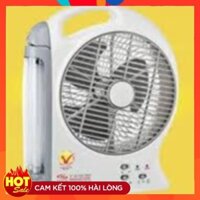 Quạt Sạc Kiêm Đèn Sạc HONJIANDA HJD- FL203 LED 2 bình - Hàng chính hãng.