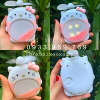 Quạt sạc mini có đèn kim tuyến cầm tay Kitty, totoro, hình mèo dễ thương tiện lợi