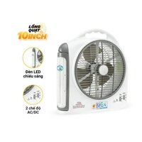 Quạt Sạc Tích Điện Dạng Hộp 10 Inch Honjianda HJD-FL203 loại 2 bình có đèn LED - Hàng Chính Hãng