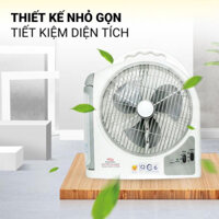Quạt sạc tích điện dạng hộp AC&DC 10 inch Honjianda FL213 2 bình có đèm LED & USB