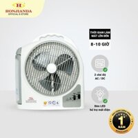 Quạt sạc tích điện dạng hộp AC&DC 10 inch Honjianda FL203 kèm 1 bình/ 2 bình - có đèn LED & USB