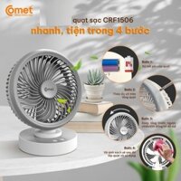 Quạt Sạc Tích Điện Để Bàn Đa Năng COMET CRF1506 7W, 4 Cấp Độ Gió, Xoay 90 Độ, Để Bàn Văn Phòng