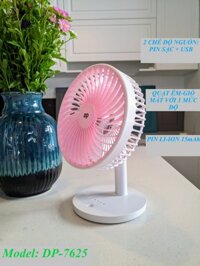 QUẠT SẠC TÍCH ĐIỆN ĐỂ BÀN DP-7625 NHẬP KHẨU - Hồng