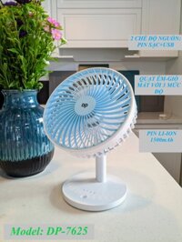 QUẠT SẠC TÍCH ĐIỆN ĐỂ BÀN DP-7625 NHẬP KHẨU - Xanh