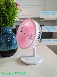 QUẠT SẠC TÍCH ĐIỆN ĐỂ BÀN DP-7625 NHẬP KHẨU - Hồng
