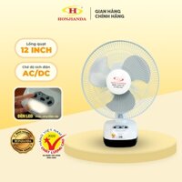 Quạt Sạc Tích Điện để bàn AC&DC 12 inch Honjianda FL301/312 1-2 pin - có đèn LED & USB