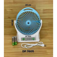 Quạt sạc tích điện DP DP-7605, tích hợp đèn LED chiếu sáng - loại quạt lớn gió rất mạnh